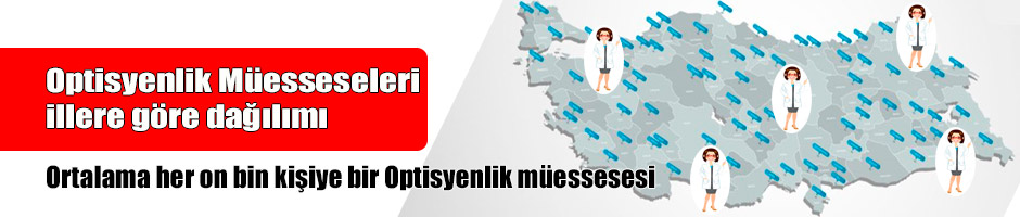 Optisyenlik Müesseseleri illere göre dağılımı